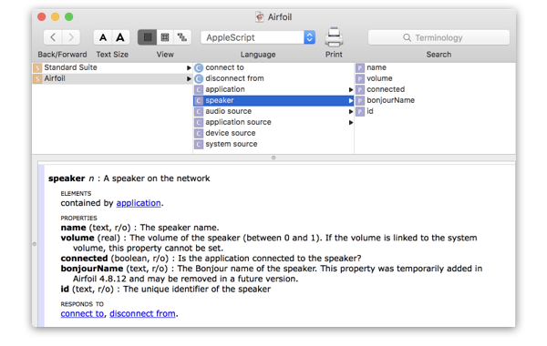 Airfoil's AppleScript Dictionary
