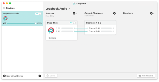 Loopback's Main Window